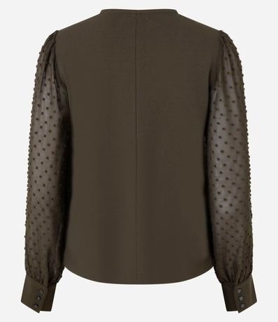 Blusa en Crepé con Manga en Chiffon de Lunares 2