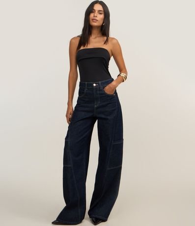 Blusa en Jersey Sin Breteles con Canesú Dobrada 2