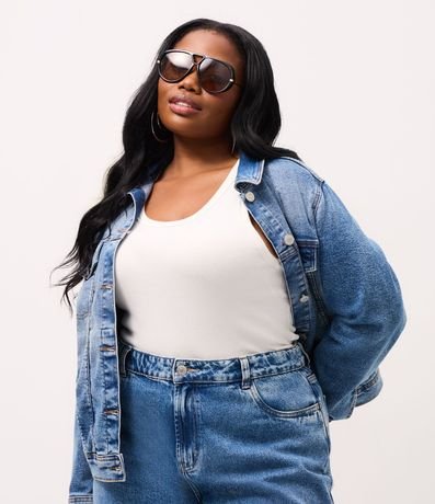 Campera Básica en Jeans Desteñido Curve & Plus Size