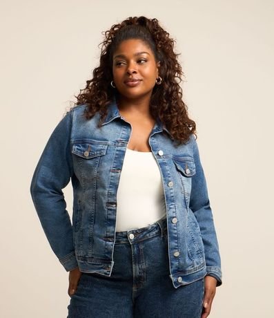 Campera Básica en Jeans Desteñido Curve & Plus Size