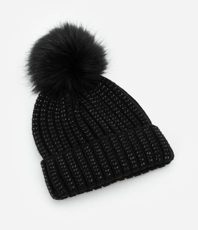 Gorro en Punto con Brillos y Pompón