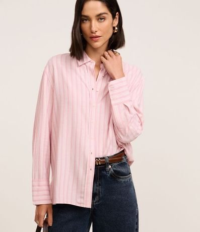 Camisa en Viscolino con Estampa Hilo Teñido