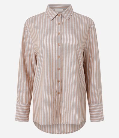 Camisa en Viscolino Listrado con Fios Tintos