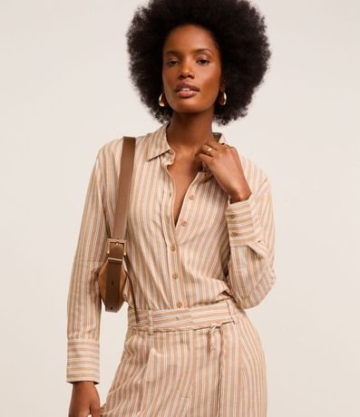 Camisa en Viscolino Listrado con Fios Tintos 2