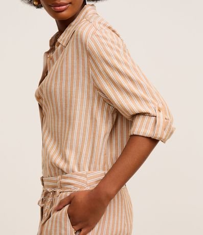 Camisa en Viscolino Listrado con Fios Tintos 5