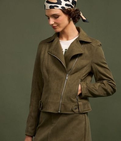 Campera Biker en Gamuza con Bolsillos y Cremallera 4