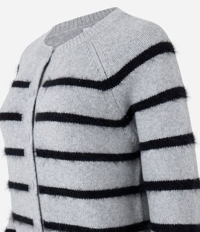 Cardigan Corto en Punto con Botones y Rayas 5