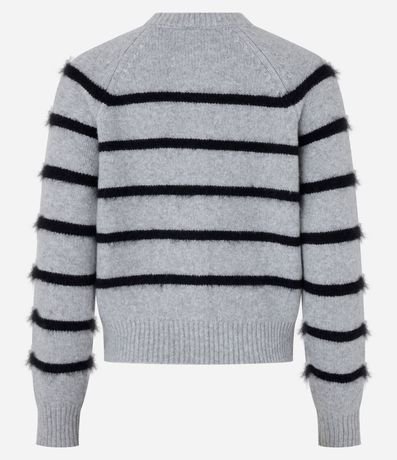 Cardigan Corto en Punto con Botones y Rayas 6