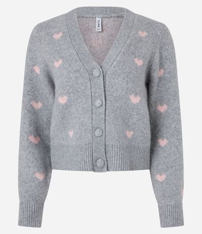 Cardigan corto en Punto con Hilo Metalizado y Corazones 4