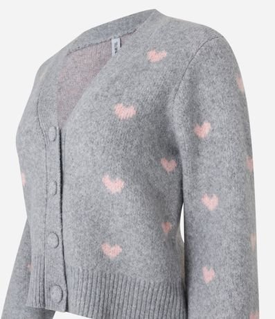 Cardigan corto en Punto con Hilo Metalizado y Corazones 5