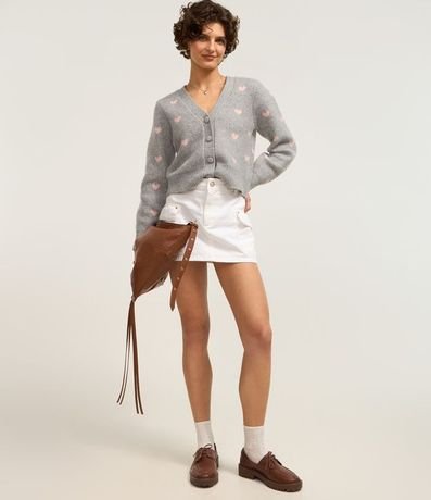 Cardigan corto en Punto con Hilo Metalizado y Corazones 2