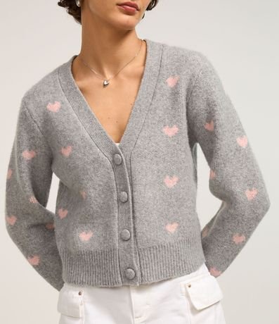 Cardigan corto en Punto con Hilo Metalizado y Corazones 4