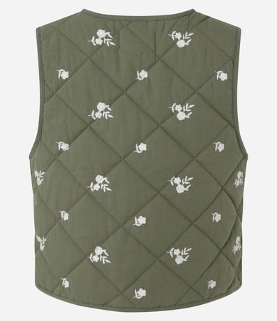 Chaleco Capitoneada en Algodón con Bordado Floral y Lazo 8