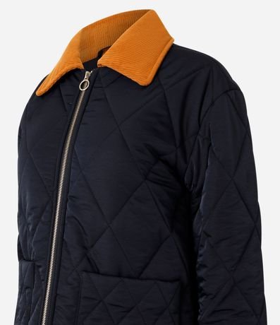Campera Puffer Alargada con Cuello en Terciopelo Contrastante 4