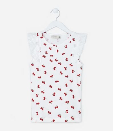 Musculosa Infantil en Rib con Estampa Cerezas - Talle 5 a 14 años 1