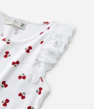 Musculosa Infantil en Rib con Estampa Cerezas - Talle 5 a 14 años 4