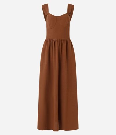 Vestido Evasê Midi en Viscosa y Lino con Lazo en la Espalda 7