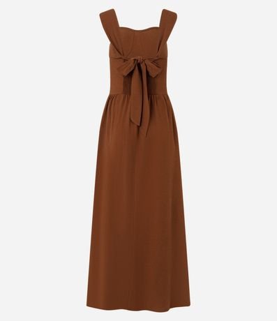 Vestido Evasê Midi en Viscosa y Lino con Lazo en la Espalda 8