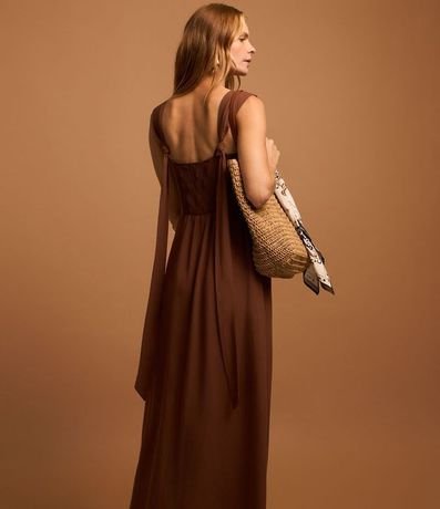 Vestido Evasê Midi en Viscosa y Lino con Lazo en la Espalda 4