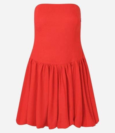 Vestido Balonê corto en Viscolino con Escote Sin Breteles 4