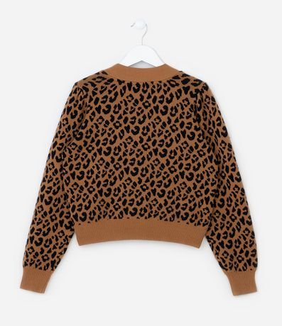 Cardigan Infantil de Punto con Estampa de Leopardo - Talle 5 a 14 años 2