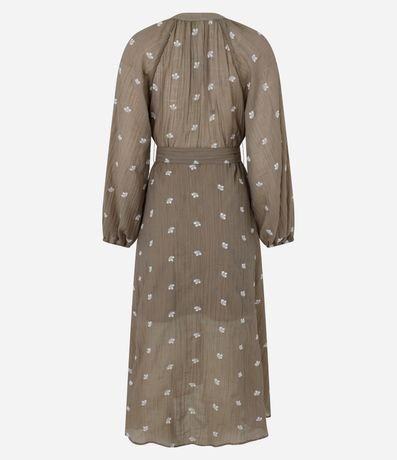 Vestido Evasê Largo en Liocel Texturizado con Bordado Floral 8