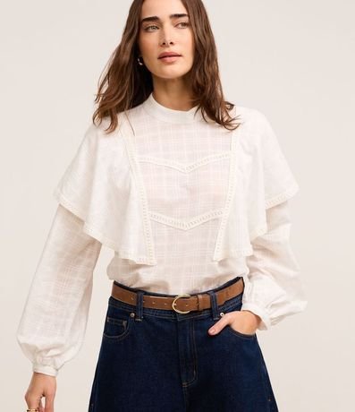 Blusa Bata Maquinetada en Algodón con Volados 1