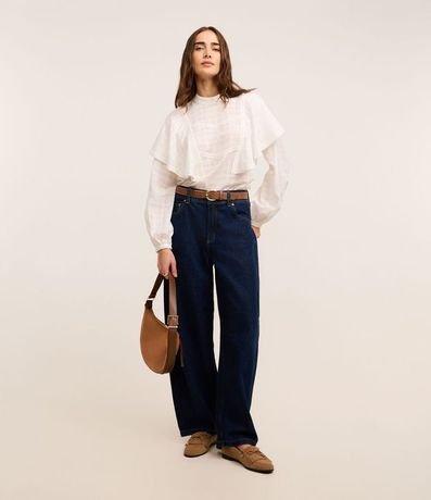 Blusa Bata Maquinetada en Algodón con Volados 2