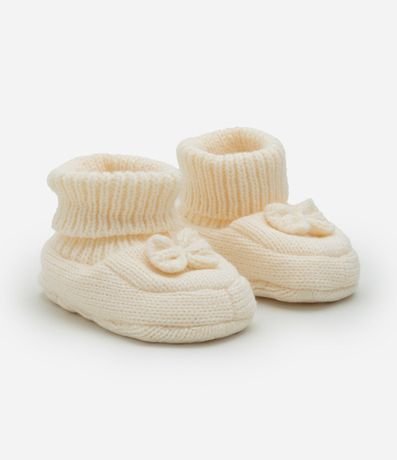 Zapato Infantil en Punto con Moña - Talle 0 a 12 meses