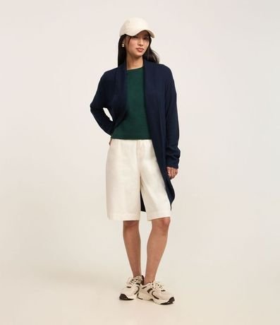 Cardigan Básico Largo en Punto con Abertura Total 2