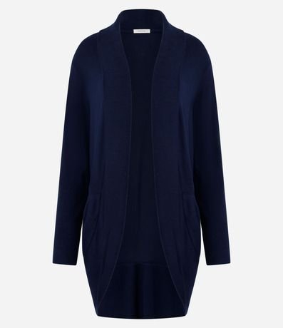 Cardigan Básico Largo en Punto con Abertura Total 6