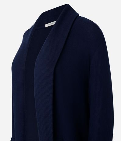 Cardigan Básico Largo en Punto con Abertura Total 7