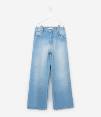 Pantalón Wide Leg Infantil en Jeans con Lavado - Talle 5 a 14 años