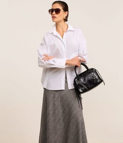 Pollera Evasê Midi Sastrería con Textura Espina de Pez 2