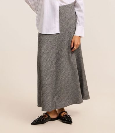 Pollera Evasê Midi Sastrería con Textura Espina de Pez 3