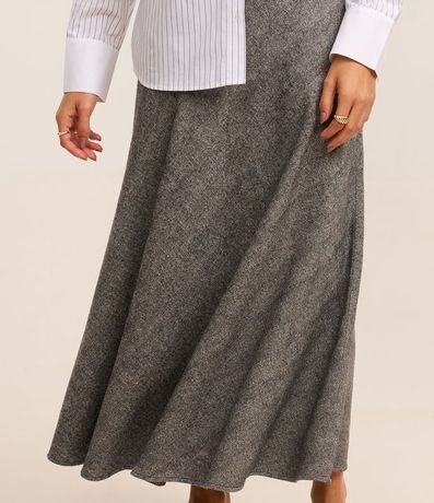 Pollera Evasê Midi Sastrería con Textura Espina de Pez 4