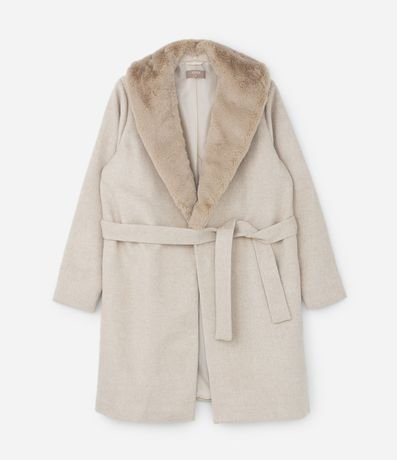 Saco Polivelour con Cuello de Pelo Desmontable Curve & Plus Size
