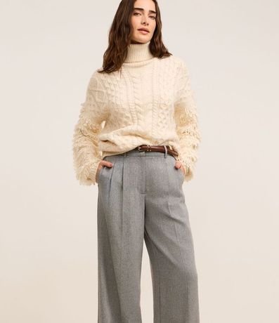 Pantalón Wide Leg Sastrería con Cintura Tirantes y Pliegues 2