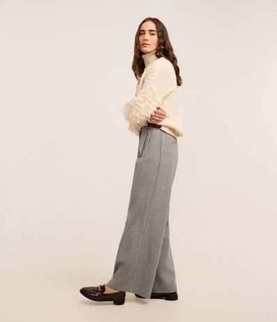 Pantalón Wide Leg Sastrería con Cintura Tirantes y Pliegues 5