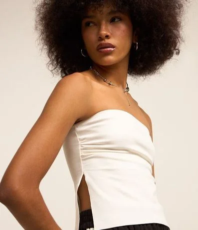 Blusa Cropped en Punto Roma sin Breteles 3