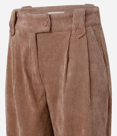 Pantalón Recto Cintura Alta en Terciopelo Cotelê con Pliegues 8