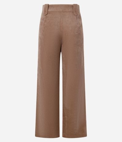 Pantalón Recto Cintura Alta en Terciopelo Cotelê con Pliegues 9