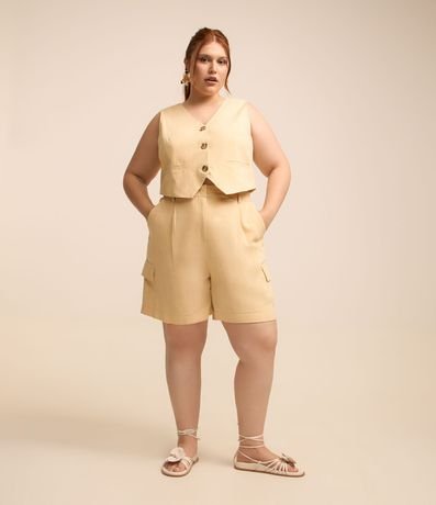 Bermuda en Viscolino con Bolsillos Cargo Curve & Plus Size