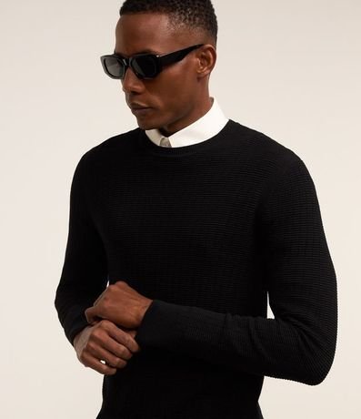 Suéter en Malla con Textura de Cuadros Grid 3