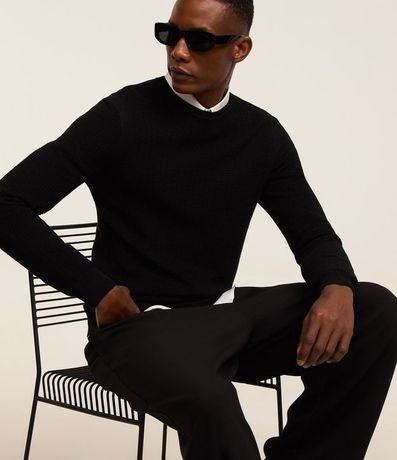 Suéter en Malla con Textura de Cuadros Grid 4