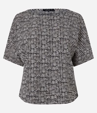 Blusa en Crepé Estampada de Cuadros Pied-de-Poule 5