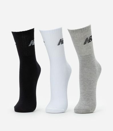 Kit 03 Pares de Medias con Caña Larga Estampa New Balance