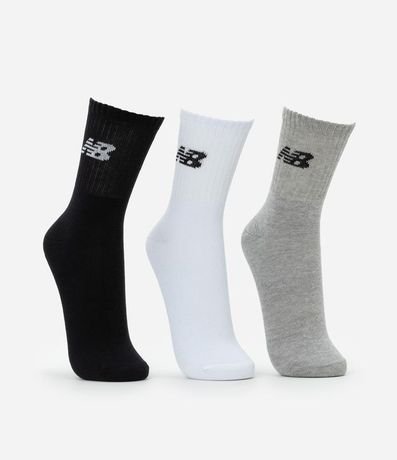 Kit 03 Pares de Medias con Caña Larga Estampa New Balance 2