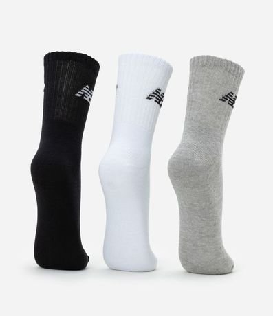 Kit 03 Pares de Medias con Caña Larga Estampa New Balance 3