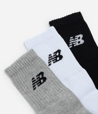 Kit 03 Pares de Medias con Caña Larga Estampa New Balance 4